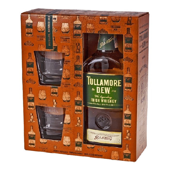 PACK WHISKY IRLANDÉS TULLAMORE D.E.W 700CC + 2 VASOS