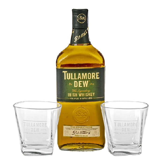 PACK WHISKY IRLANDÉS TULLAMORE D.E.W 700CC + 2 VASOS
