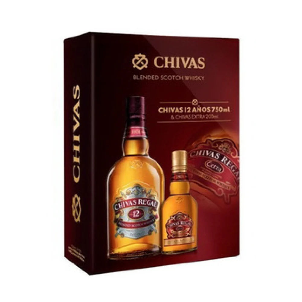 PACK WHISKY CHIVAS REGAL 12 AÑOS 40º BOTELLA 750CC + WHISKY CHIVAS EXTRA 13 AÑOS MINI 200CC