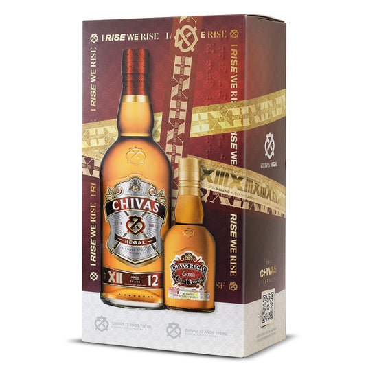 PACK WHISKY CHIVAS REGAL 12 AÑOS 40º BOTELLA 750CC + WHISKY CHIVAS EXTRA 13 AÑOS MINI 200CC